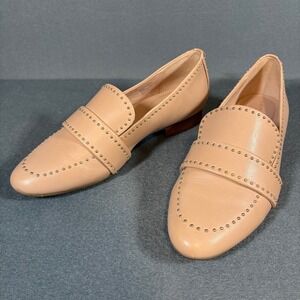 Taryn Rose Bristol Leather Loafers Blush Pink w/ Studded Accents Womens US 9D